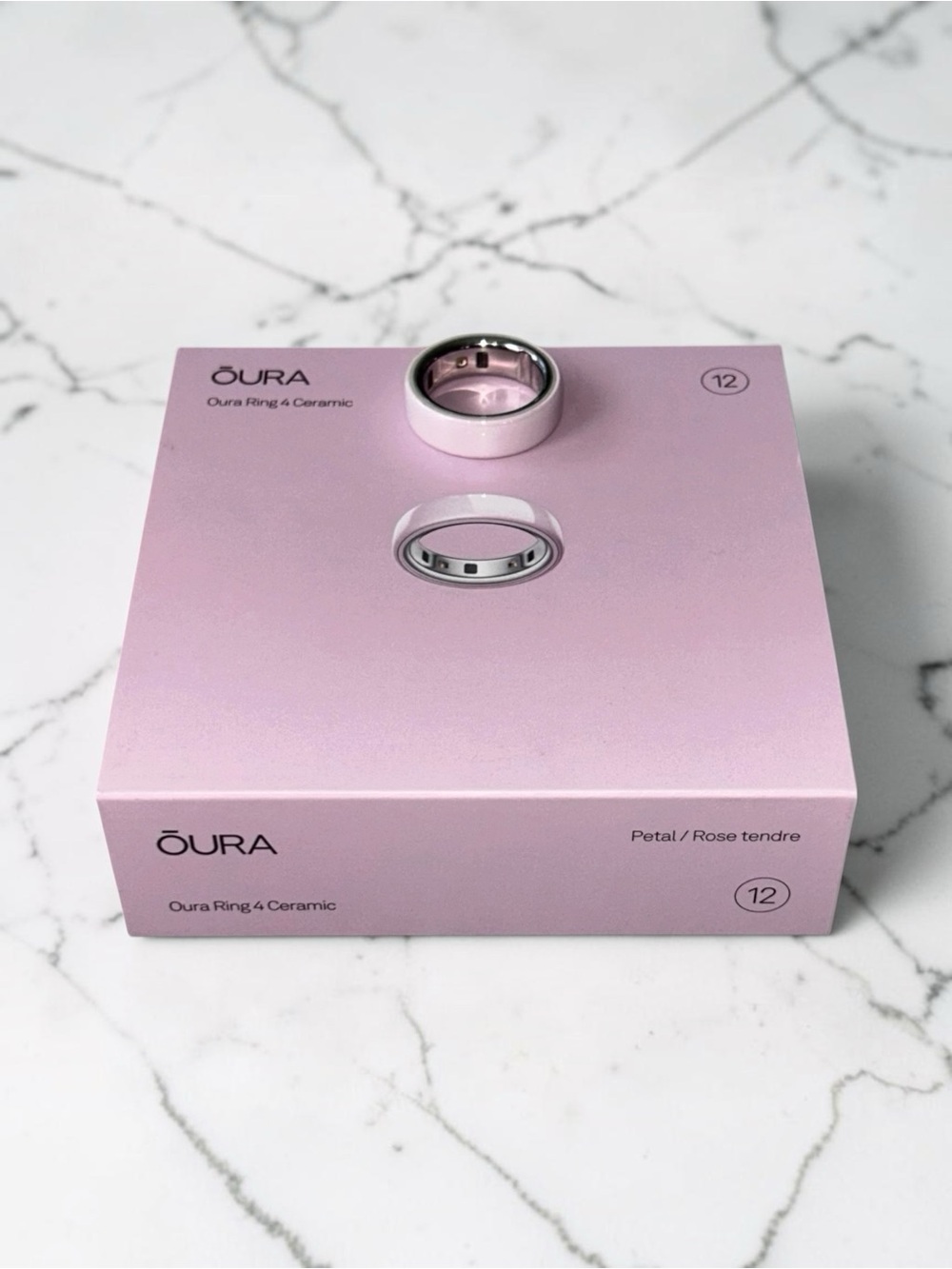 OURA Ring Gen 4 Ceramic Petal Pink with Silver Inner Band Size 12 Like new